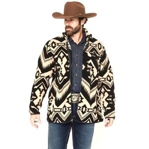 NEW Wrangler Men's Lightweight Full Zip Southwestern Sherpa Jacket Large Caviar